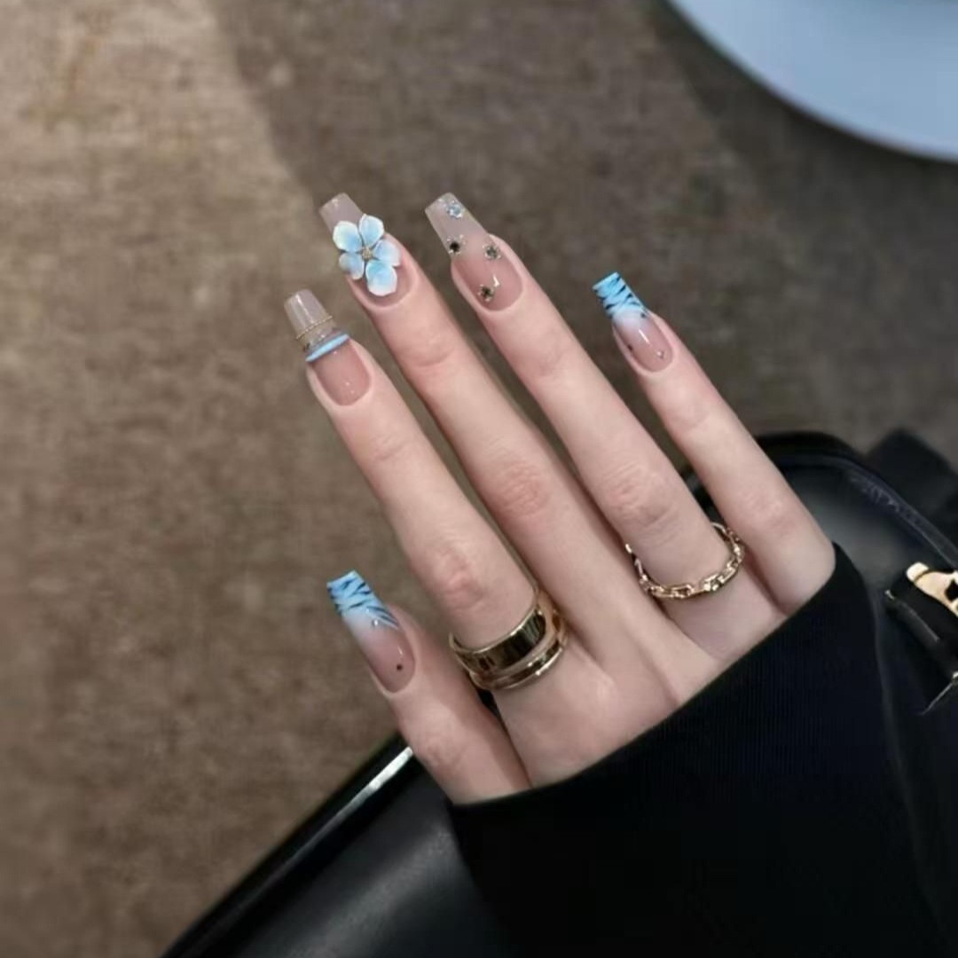 Nail Art Zebra Design - 10 adet El Yapımı Orta Boy