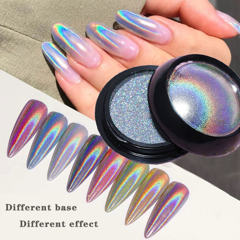 Nail Glitter Chrome - 6 renk krom lazer tırnak tozu