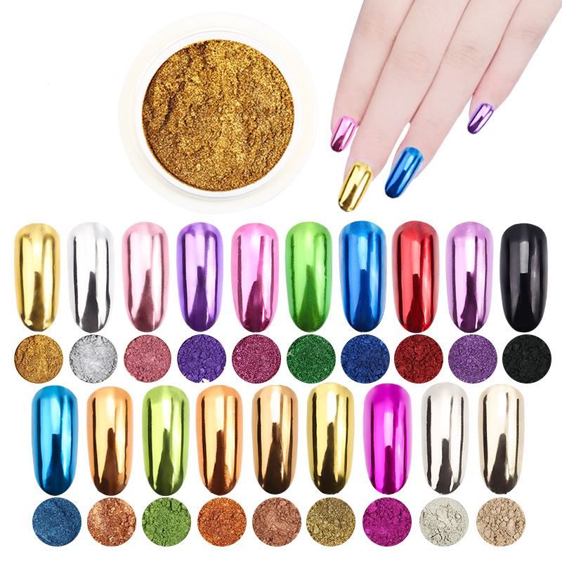 Nail Glitter Chrome - 1 adet 19 renkli tırnaklar Glitter