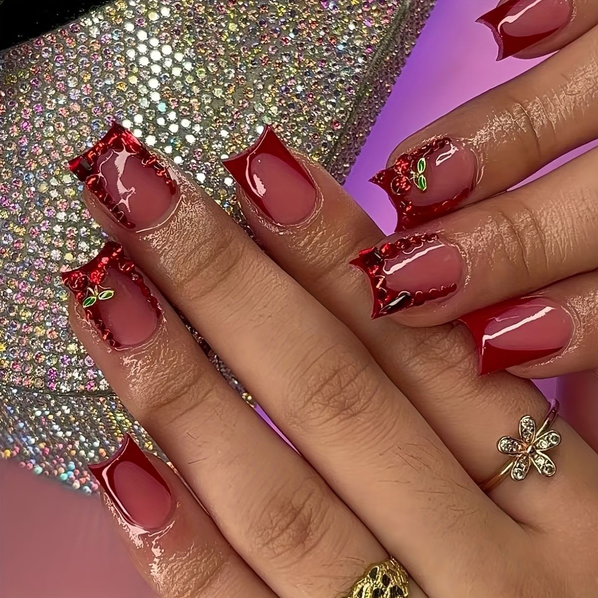 Nail Art Red - 24 Adet Hazır Takma Tırnak Fransız