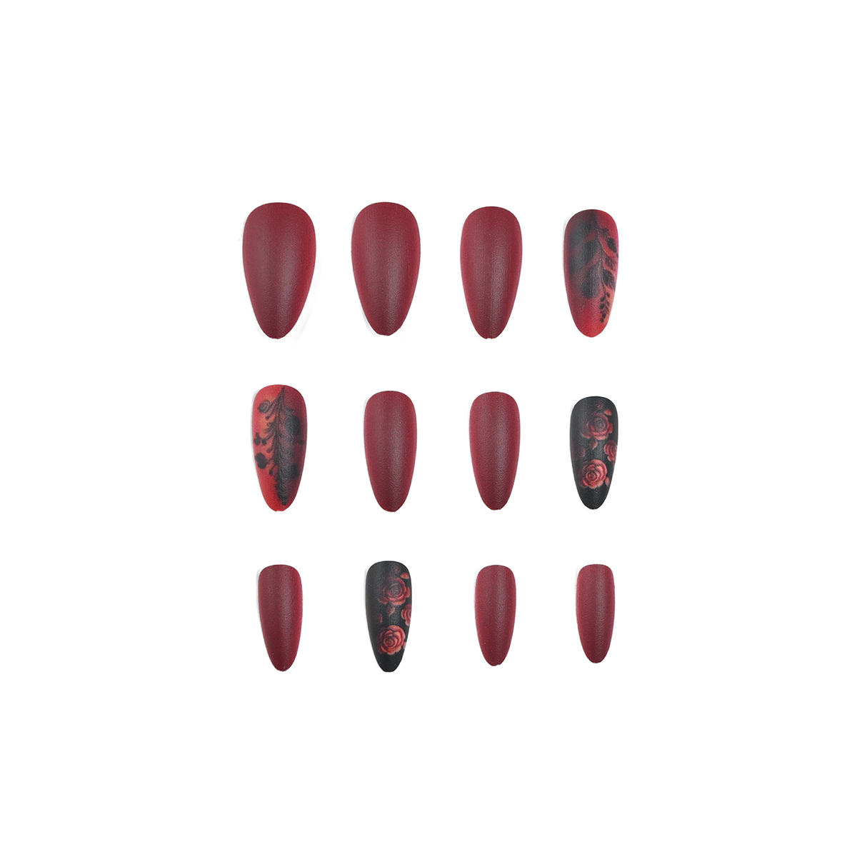 24 adet uzun badem şeklinde sa - Nail Art Red incelemesi ve fiyatı