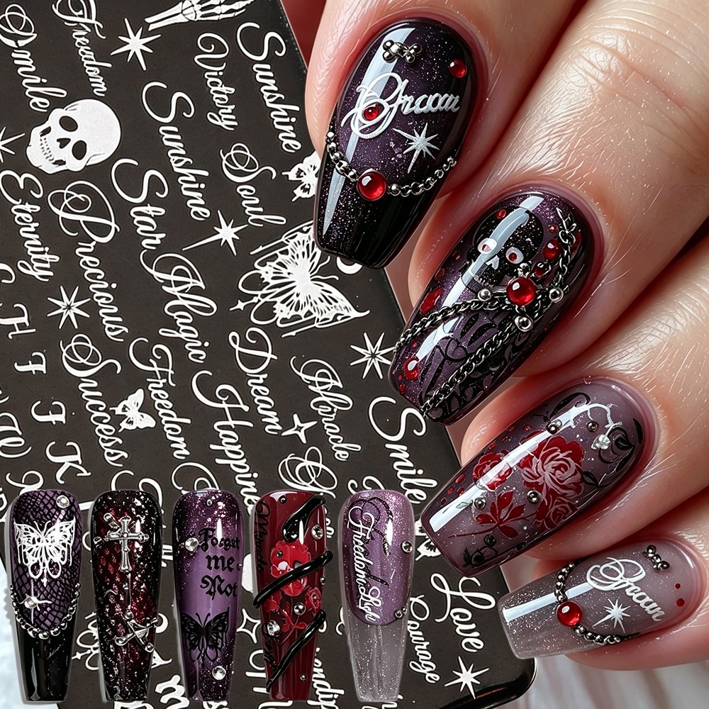 3D İskelet Kafatası Kelebek Ca - Nail Art Vintage incelemesi ve fiyatı