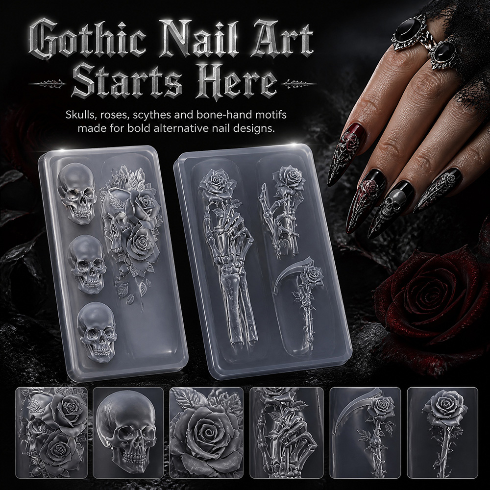2 Parça Set Koyu Gül Kafatası  - Nail Art Vintage incelemesi ve fiyatı