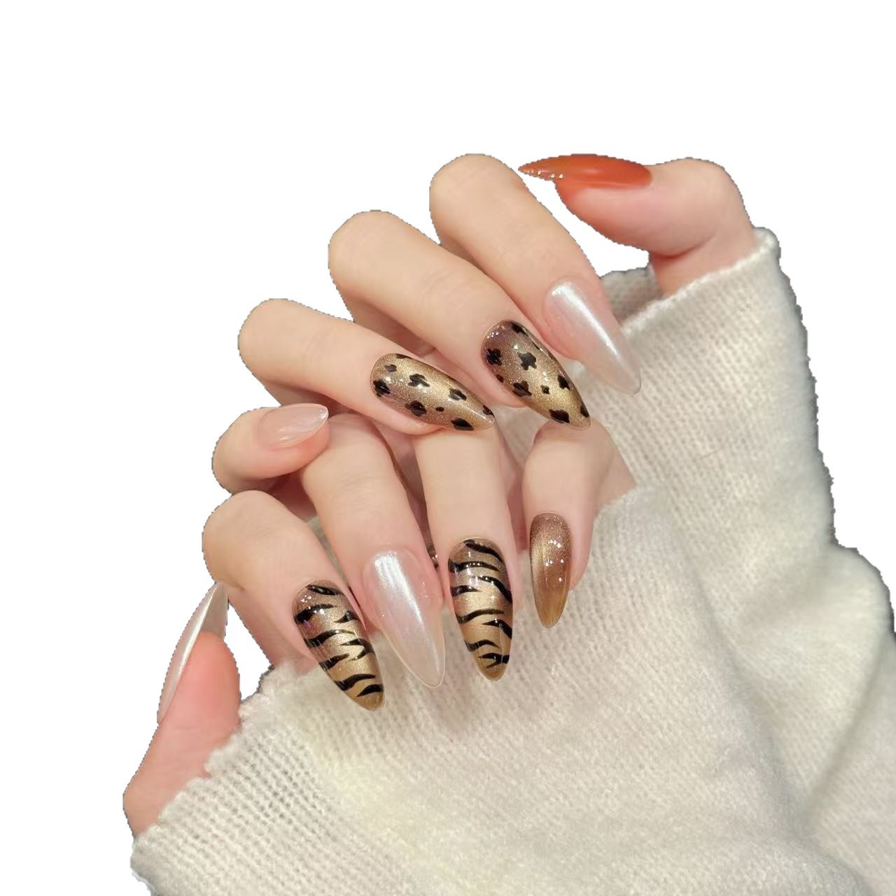 10 Adet El Yapımı Badem Şeklin - Nail Art Zebra Design incelemesi ve fiyatı