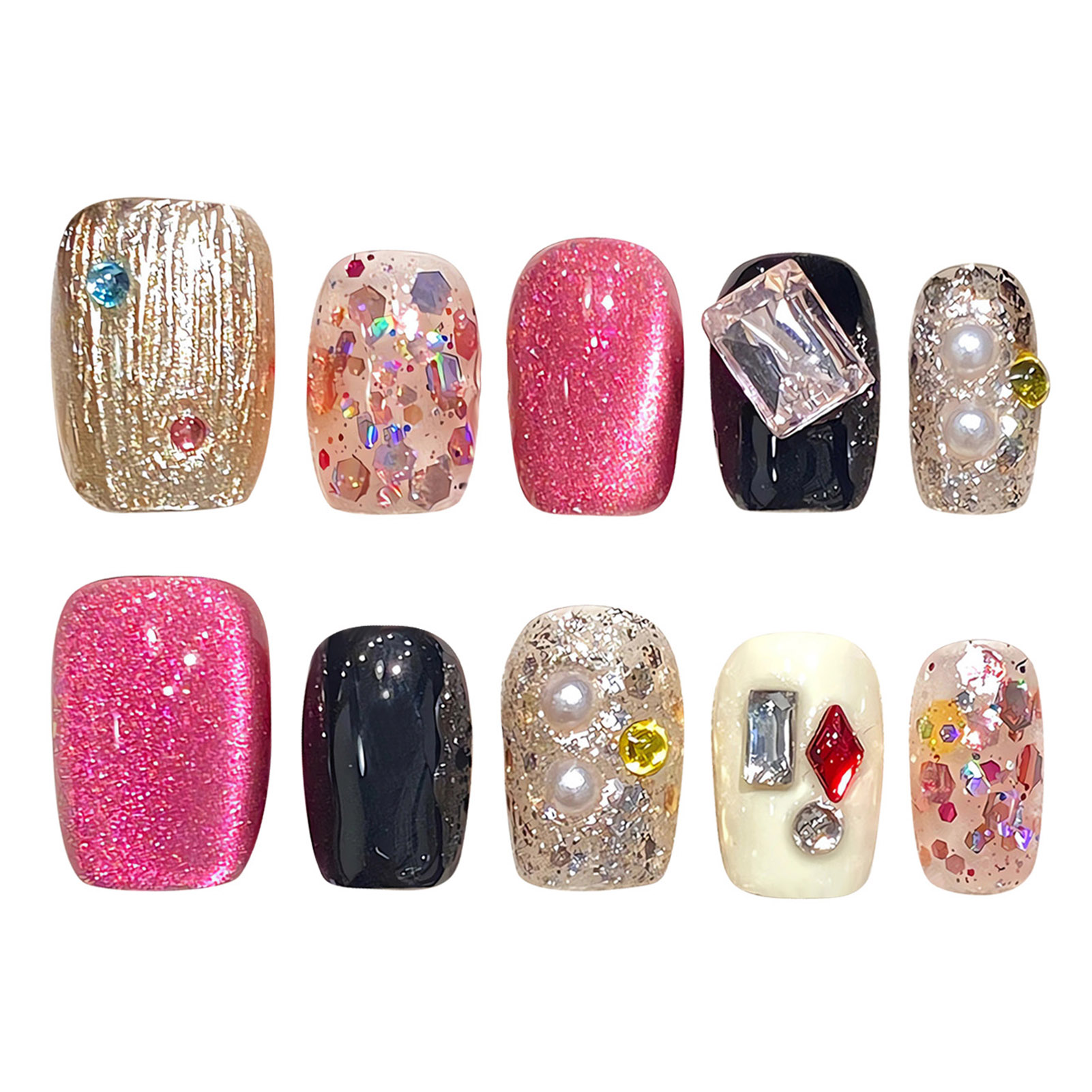El yapımı çivi üzerinde basın  - Nail Art Pink Cat Eye incelemesi ve fiyatı