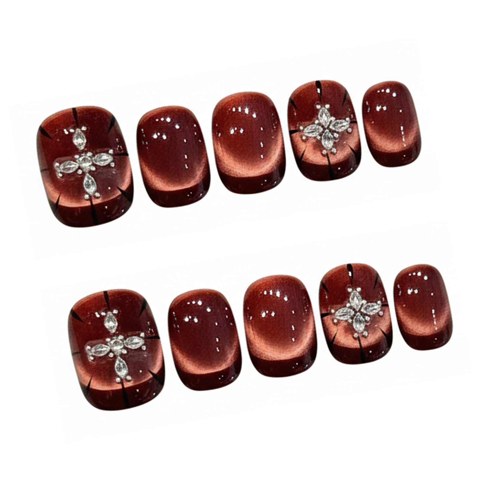10 adet Şarap Kırmızısı Kedi G - Nail Art Red incelemesi ve fiyatı