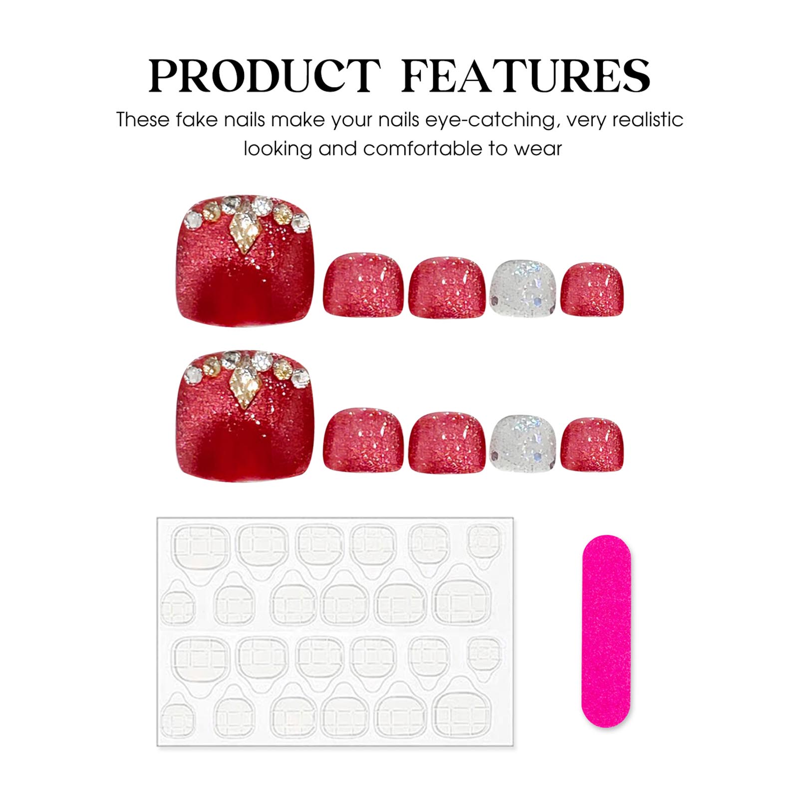 El yapımı ayak tırnakları üzer - Nail Art Red incelemesi ve fiyatı