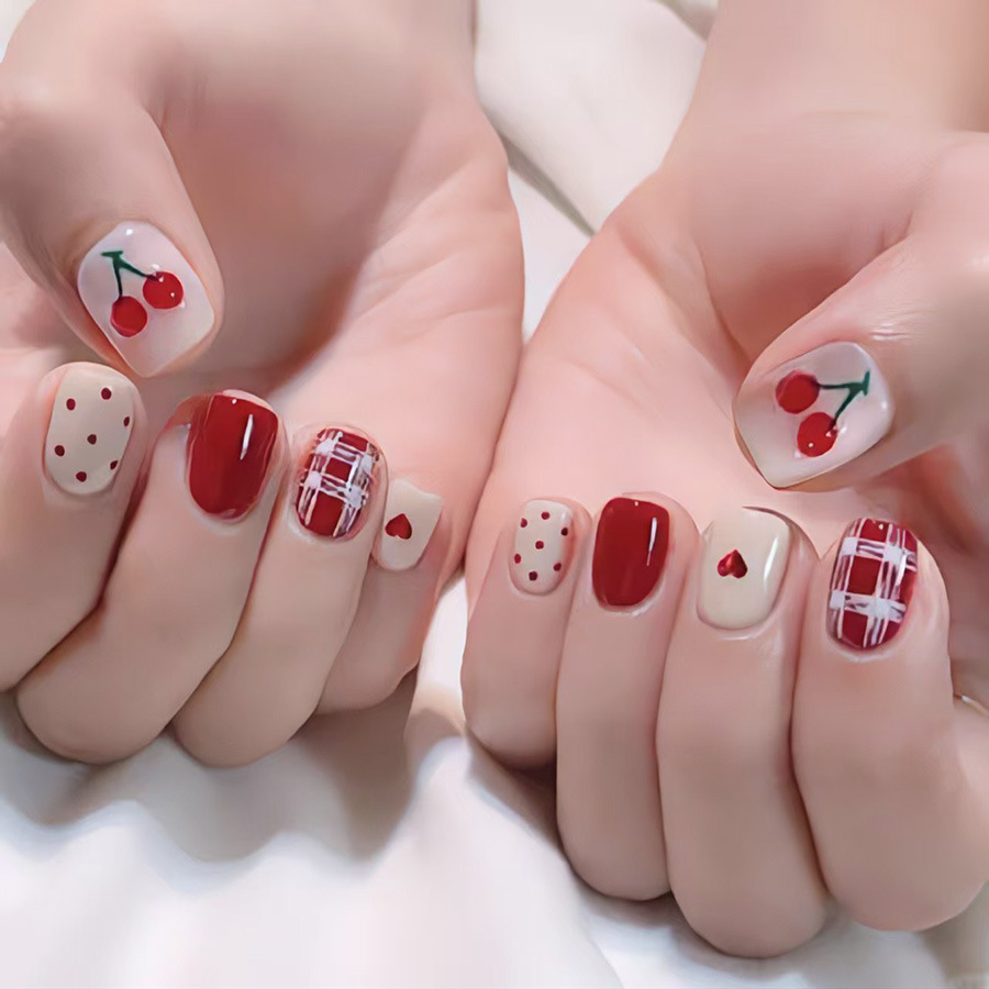 Kadınlar ve kızlar için kısa k - Nail Art Red incelemesi ve fiyatı