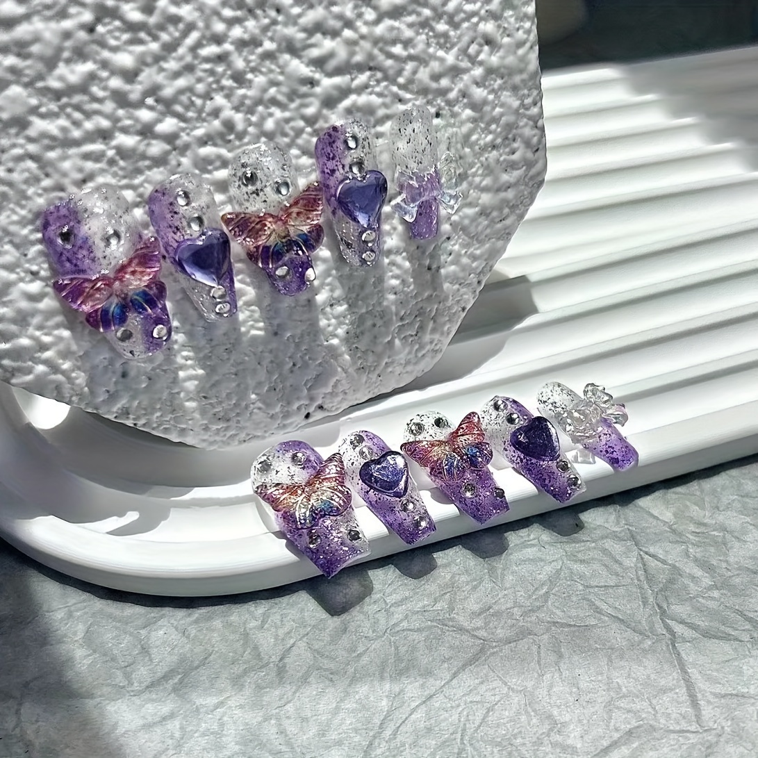10 adet Mor Fantezi Kelebek ta - Nail Art Red incelemesi ve fiyatı