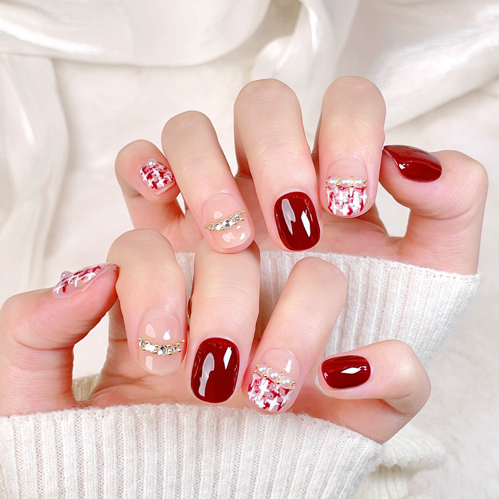 10 adet Kısa Kare Yuvarlak El  - Nail Art Red incelemesi ve fiyatı